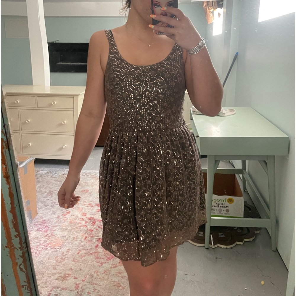 LF vintage brand Love brown sequin dress drop waist
